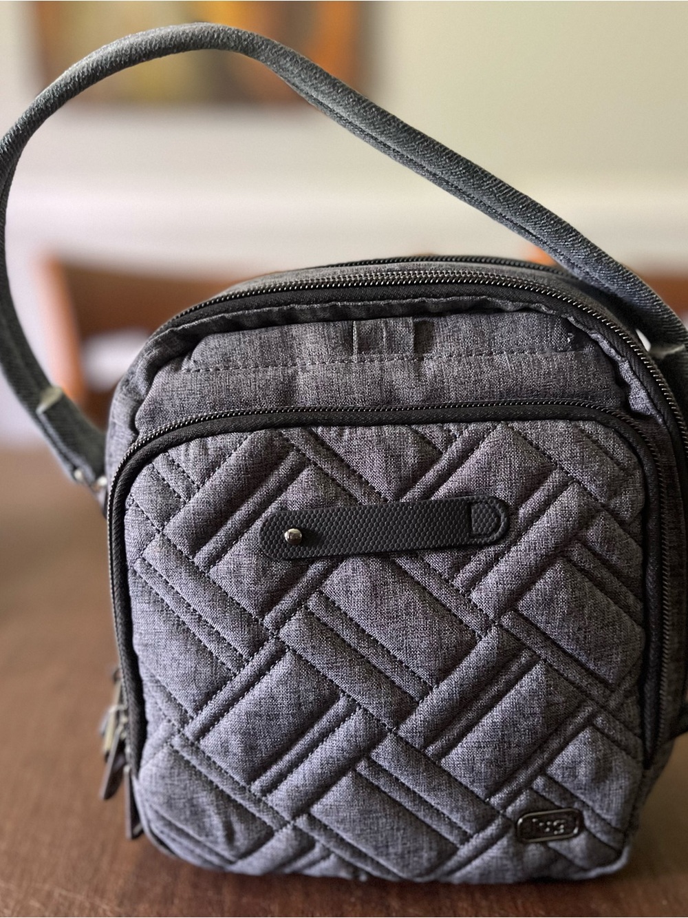 lug Quilted Gray Mini Crossbody Bag